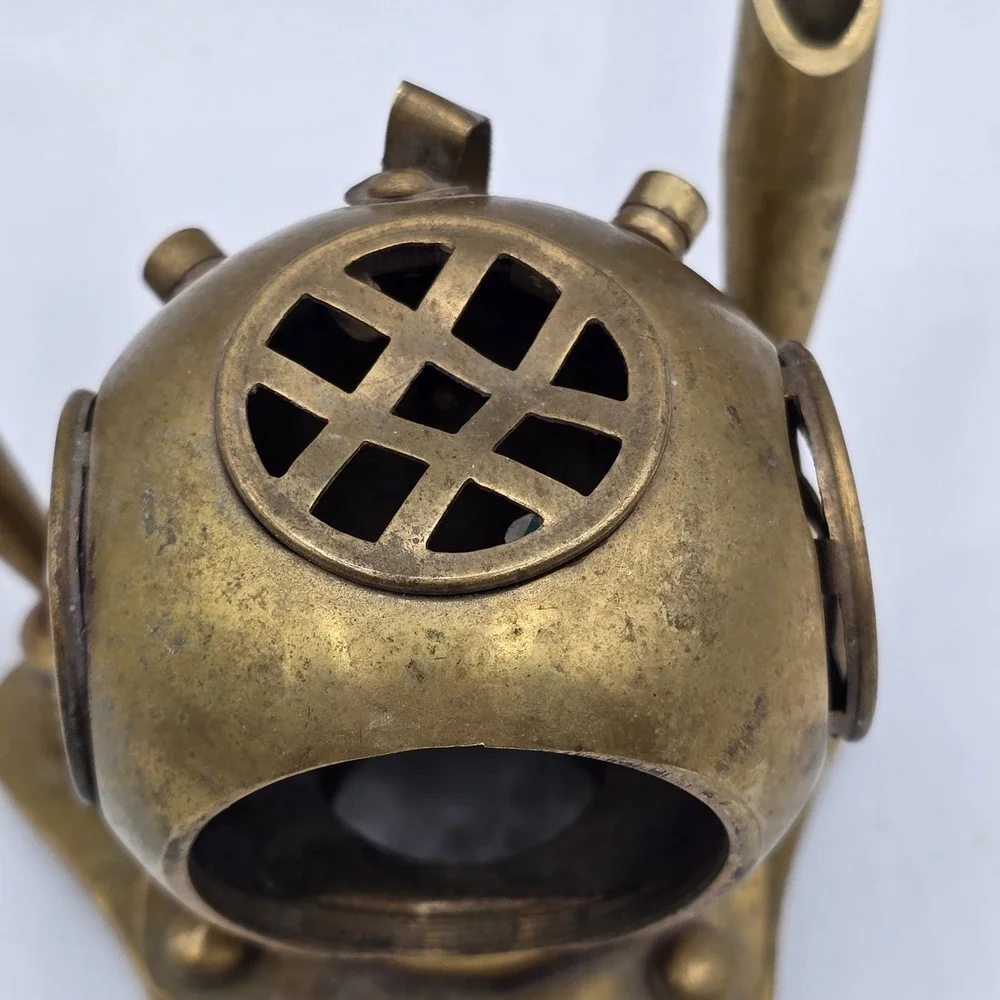 Vintage Brass Diving Helmet Pen Holder Nautical‎ Maritime Scuba Flat Head Screws
